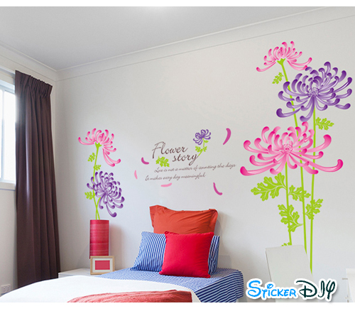 Transparent wall sticker สติ๊กเกอร์ติดผนัง Flower story (กว้าง110cm.xสูง82cm.)