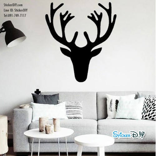 Vinyl wall sticker สติ๊กเกอร์ติดผนัง กวางรุ่นแกะสลัก (กว้าง38cm.xสูง43cm.)