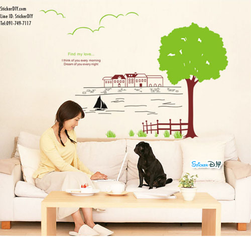 Transparent Wall sticker สติ๊กเกอร์ติดผนัง Find my love (กว้าง112cm.xสูง99cm.)