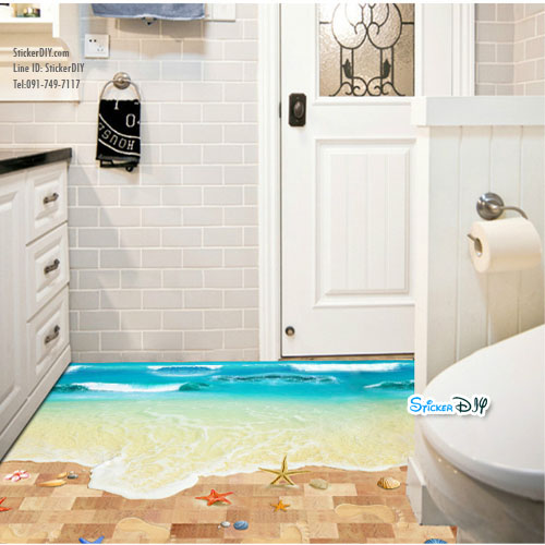 Wall sticker สติ๊กเกอร์ติดผนังสามมิติ 3D BEACH สไตล์ C (กว้าง88cm.xสูง82cm)