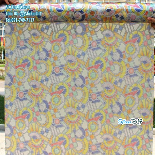 สติ๊กเกอร์ฝ้าติดกระจก แบบมีกาวในตัว 3D Geometric II(หน้ากว้าง90cm) เหลือเมตรละ 89 บาท
