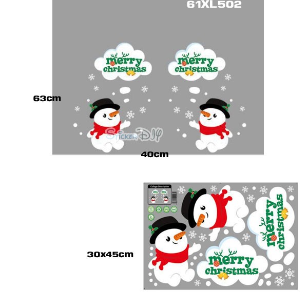 Transparent wall sticker สติ๊กเกอร์ติดผนัง Merry Christmas XL502(กว้าง63cm.xสูง50cm.)