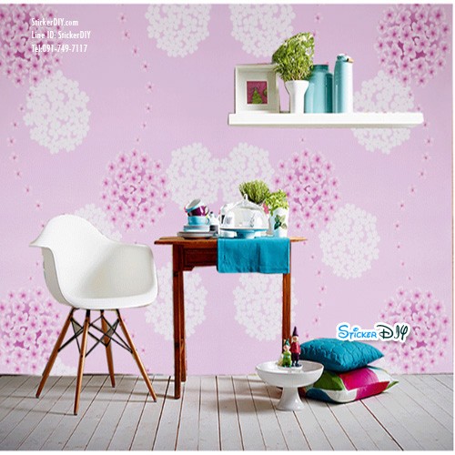 (กว้าง45cm.xยาว10m.)Wallpaper sticker วอลเปเปอร์แบบกาวในตัว Flower สไตล์G