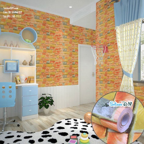 (หน้ากว้าง45cm.xยาว10m.)Wallpaper sticker วอลเปเปอร์แบบกาวในตัว 3D WST013