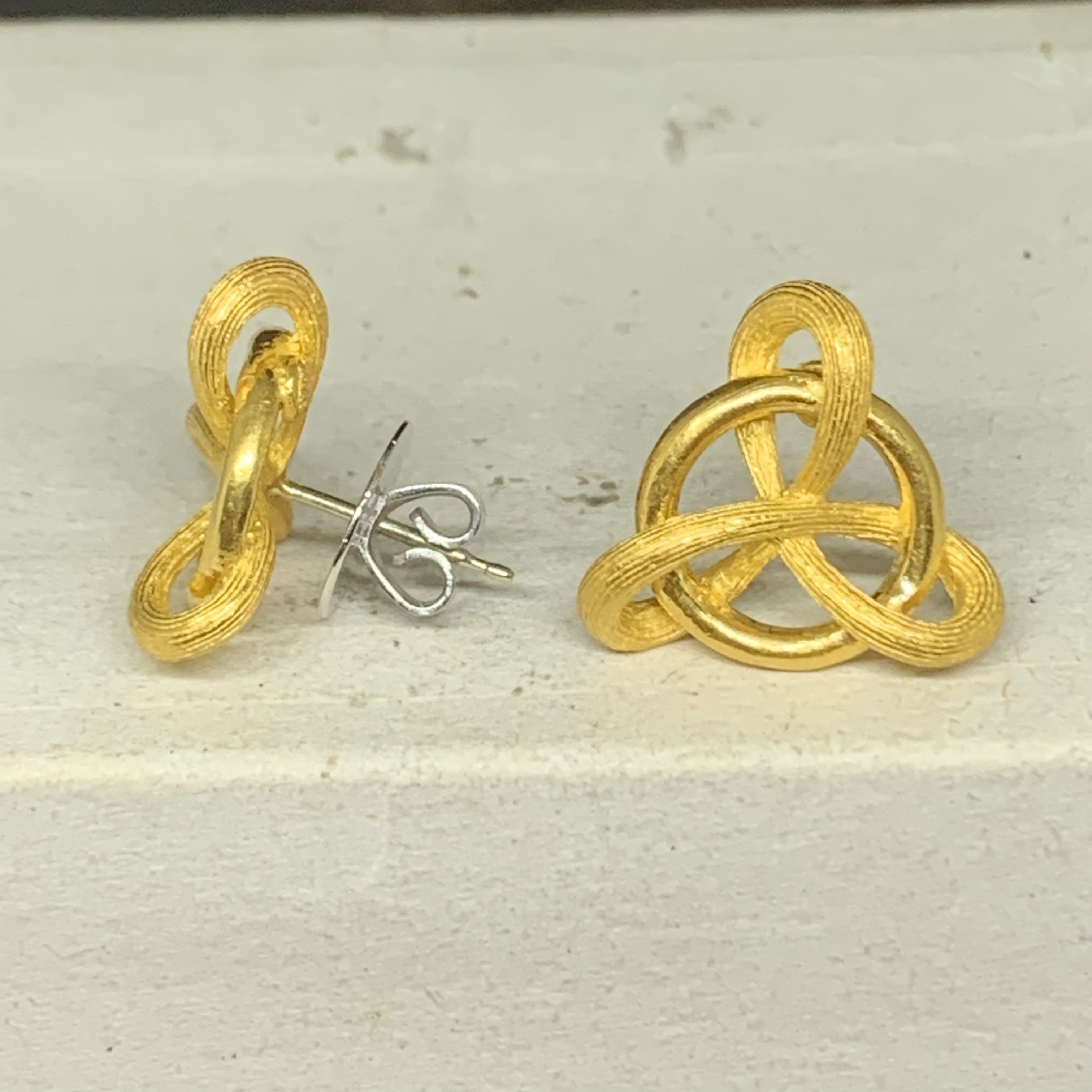 รหัส 63791 ต่างหู Prima Gold ทอง24K ลายสาน แป้นทอง14K นน. 12.31 g