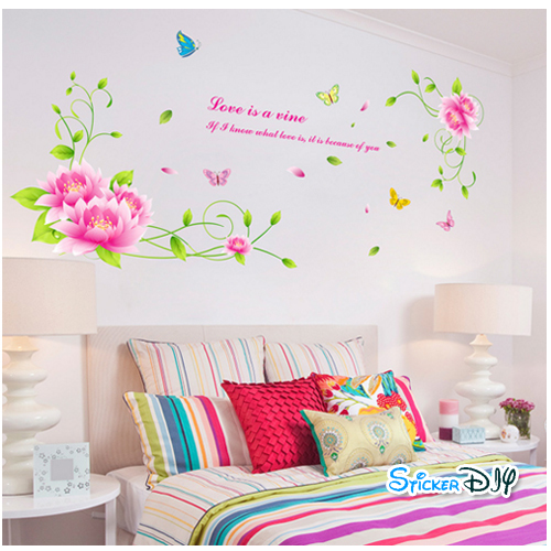 Transparent wall sticker สติ๊กเกอร์ติดผนัง Love is a vine (กว้าง190cm.xสูง90cm.)
