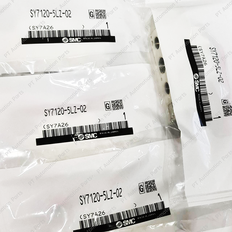 โซลินอยด์วาล์ว ลม พร้อมปลั๊ก SMC SY7120-5LZ-02 SY7120-4LZ-02 Solenoid Valve 5/2 24VDC 220VAC Single Coil 5-Port 2-position, Port Size 1/4" เกลียว 2หุน, 0.15 - 0.7MPa, SY7000 Series ใช้ควมคุมกระบอกลม นิวเมติกส์