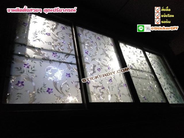 ฟิล์ม PVC สูญญากาศติดกระจก กันร้อน/กันรังสียูวี "Vintage Flowers" GS1031(หน้ากว้าง90cm.) เหลือเมตรละ 159 บาท