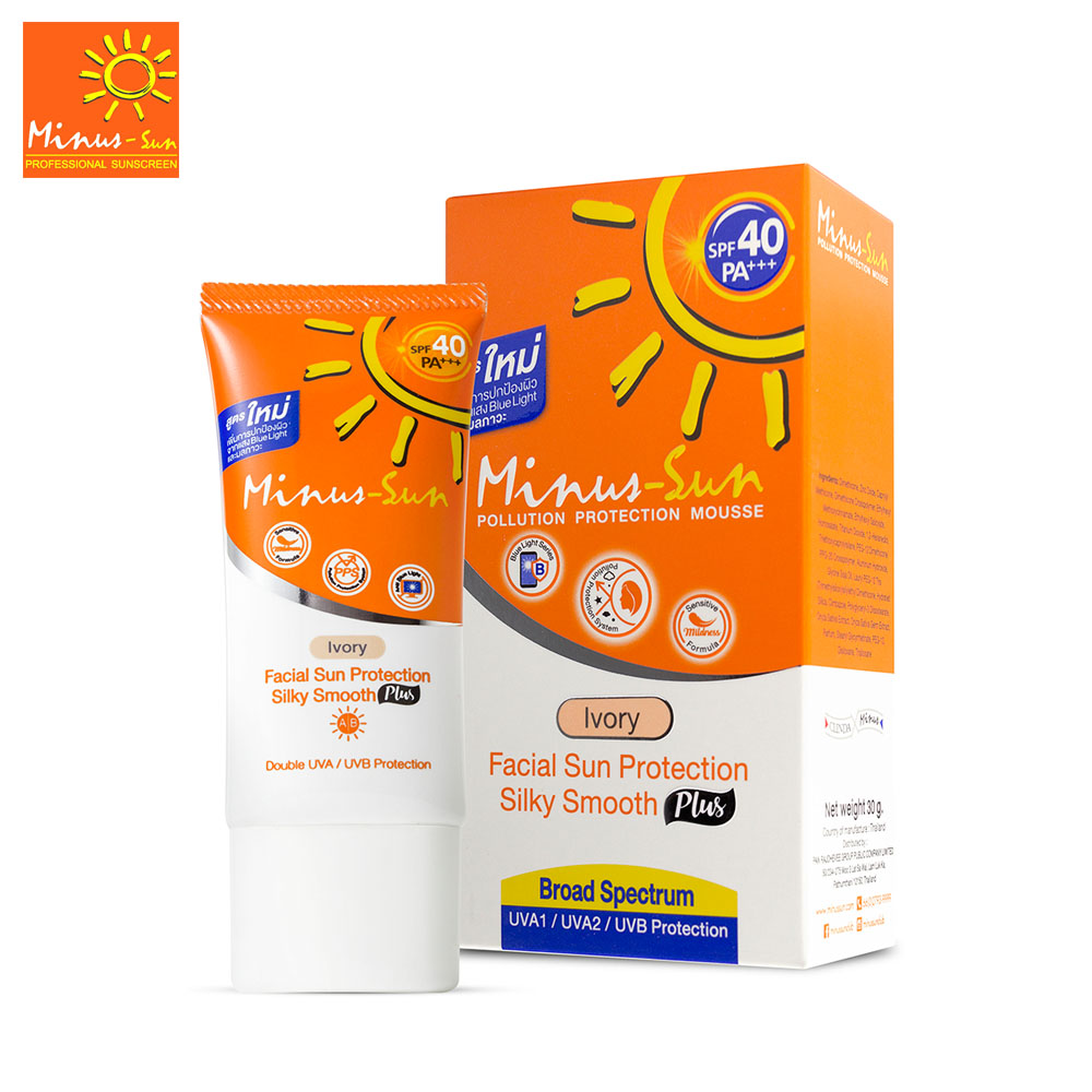 Minus-Sun SPF40 PA+++ Pollution Protection Mousse (Ivory) 50 g. สีเบจ