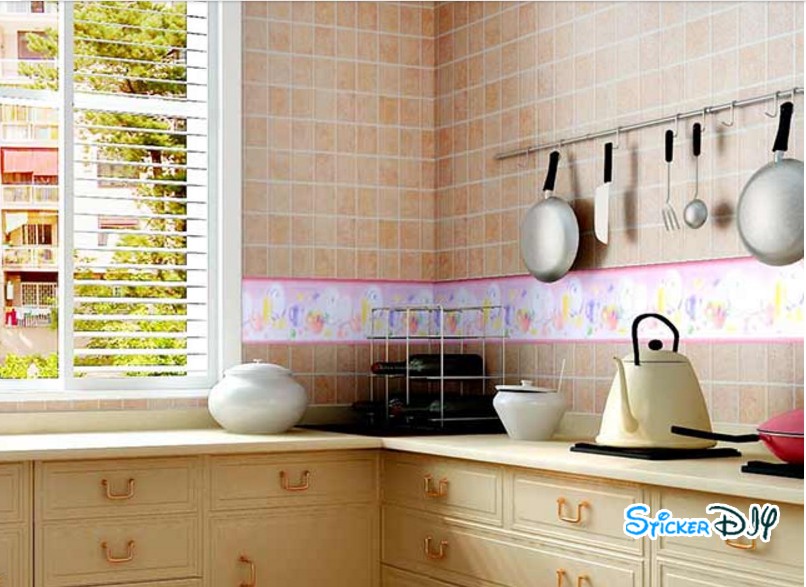 Border Wallpaper sticker วอลเปเปอร์แต่งขอบแบบกาวในตัว Plate Cup (กว้าง10cm.xยาว10m.)