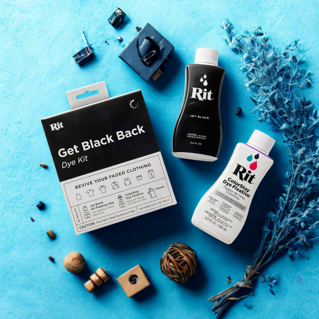 Rit Dye Kit–Set ย้อมผ้าพรีเมียมฟื้นฟูผ้าสีดำและสีน้ำเงิน(Back to Black & Renew to Blue)Made in USA🇺🇸