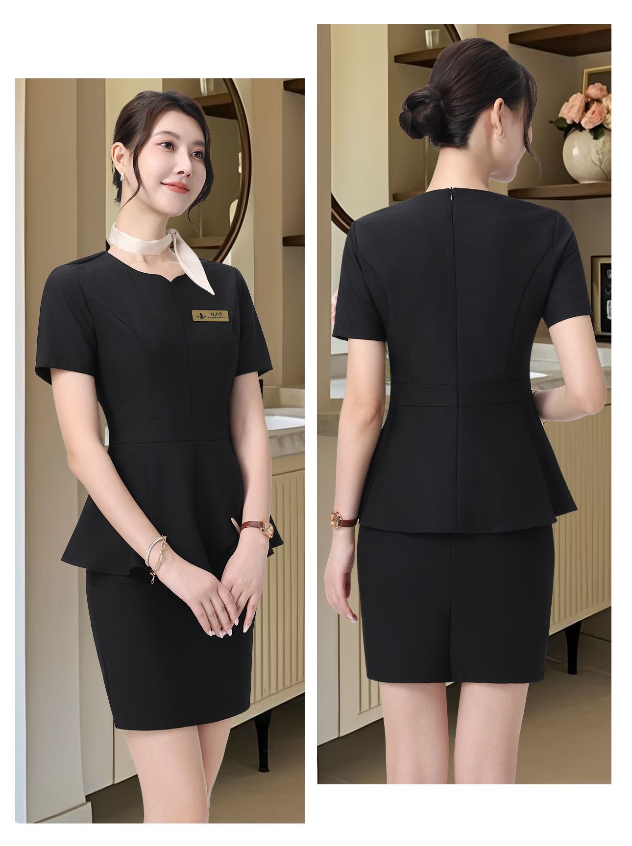 ชุดคลินิกความงาม ชุดพนักงานต้อนรับ ชุดร้านนวดสปา ชุดฟอร์ม ระดับไฮเอนด์