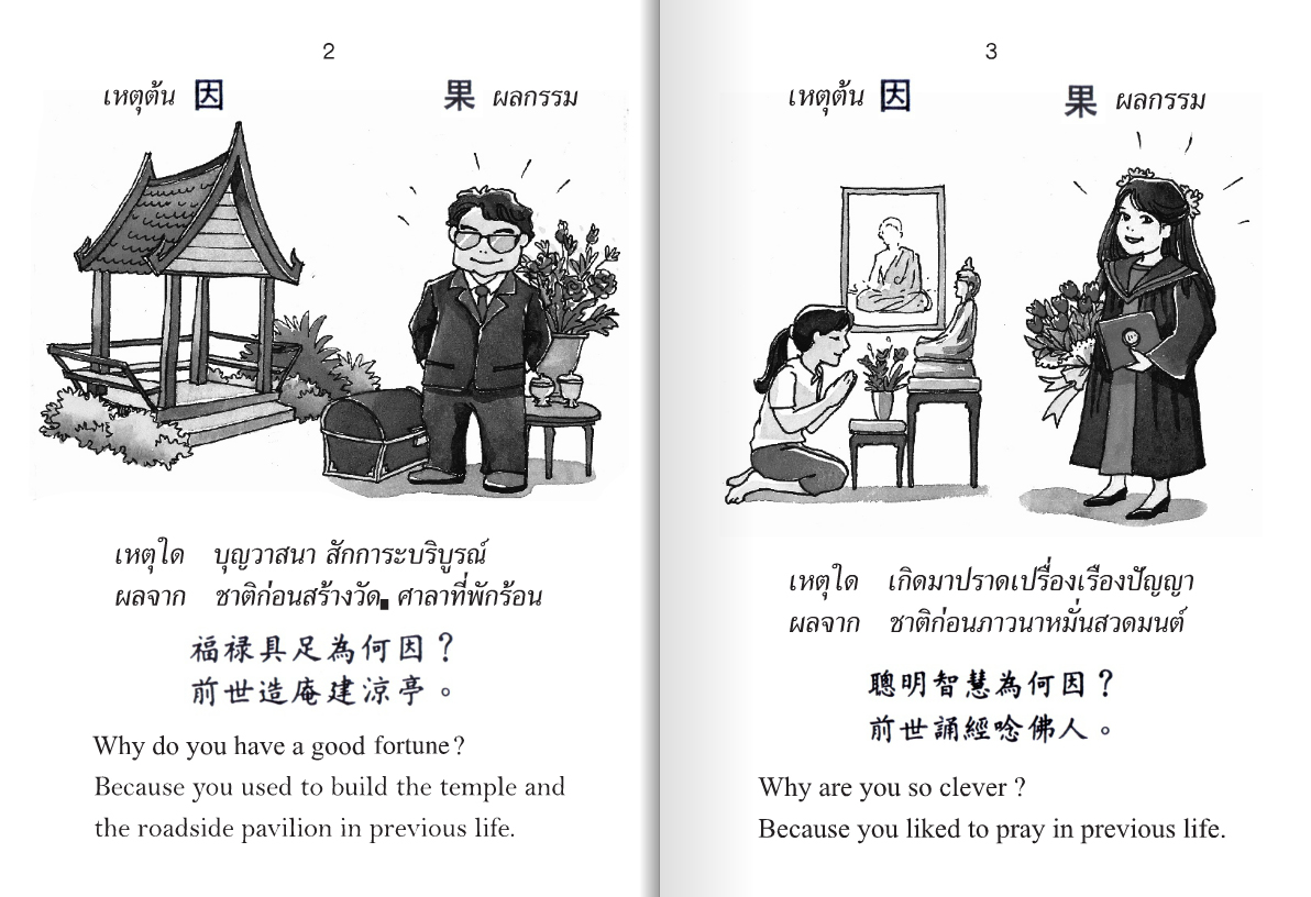 การ์ตูนธรรมะ เหตุต้น-ผลกรรม 3 ภาษา ( เล่มเล็ก ) รหัส MB6