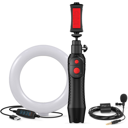 IK Multimedia iRig Video Creator Bundle *ของแท้รับประกัน 1ปี* ชุดสตรีมมิ่งสำหรับสมาร์ทโฟน(TRRS),ไมค์หนีบปกเสื้อ,ไฟ LED, ขาตั้ง ฯลฯ
