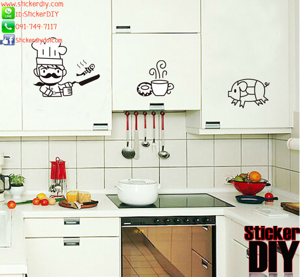 Transparent Wall Sticker สติ๊กเกอร์ติดผนัง Creative kitchen สไตล์B (กว้าง41cm.xสูง22cm.)