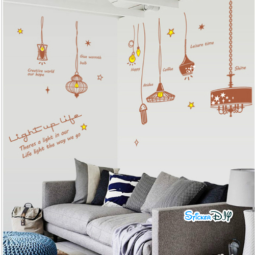 Transparent wall sticker สติ๊กเกอร์ติดผนัง โคมไฟ Light up life B (กว้าง168cm.xสูง110cm.)