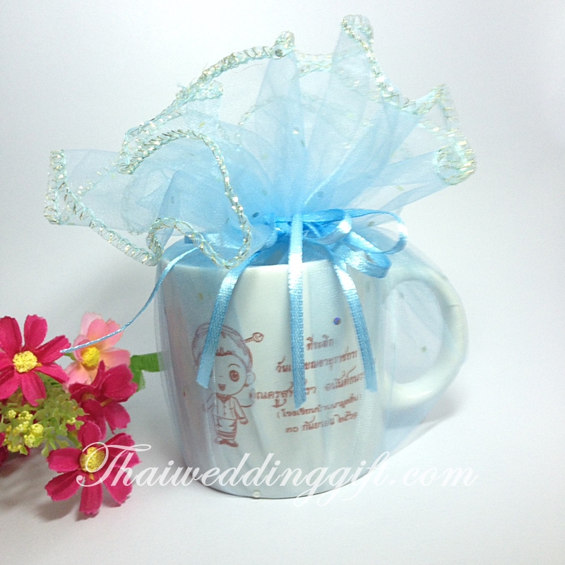 แก้วเซรามิคส์ พร้อมสกรีน 1 สี แพ็คถุงผ้า