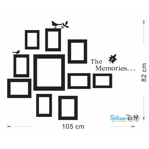 Vinyl wall sticker สติ๊กเกอร์ติดผนัง กรอบรูป THE MEMORIES (กว้าง105cm.xสูง82cm.)