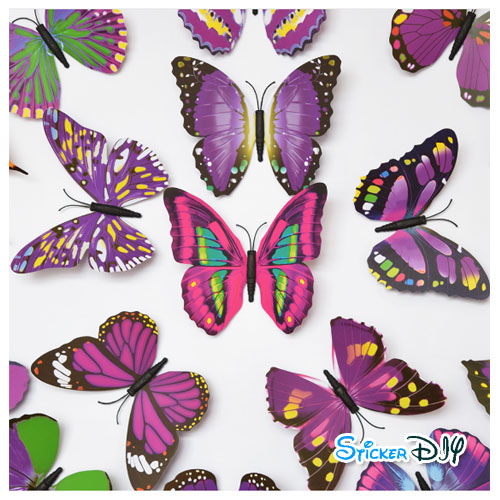 PVC Wall sticker สติ๊กเกอร์ติดผนัง 3D butterfly สไตล์E (กว้างfree.xสูงfree.)