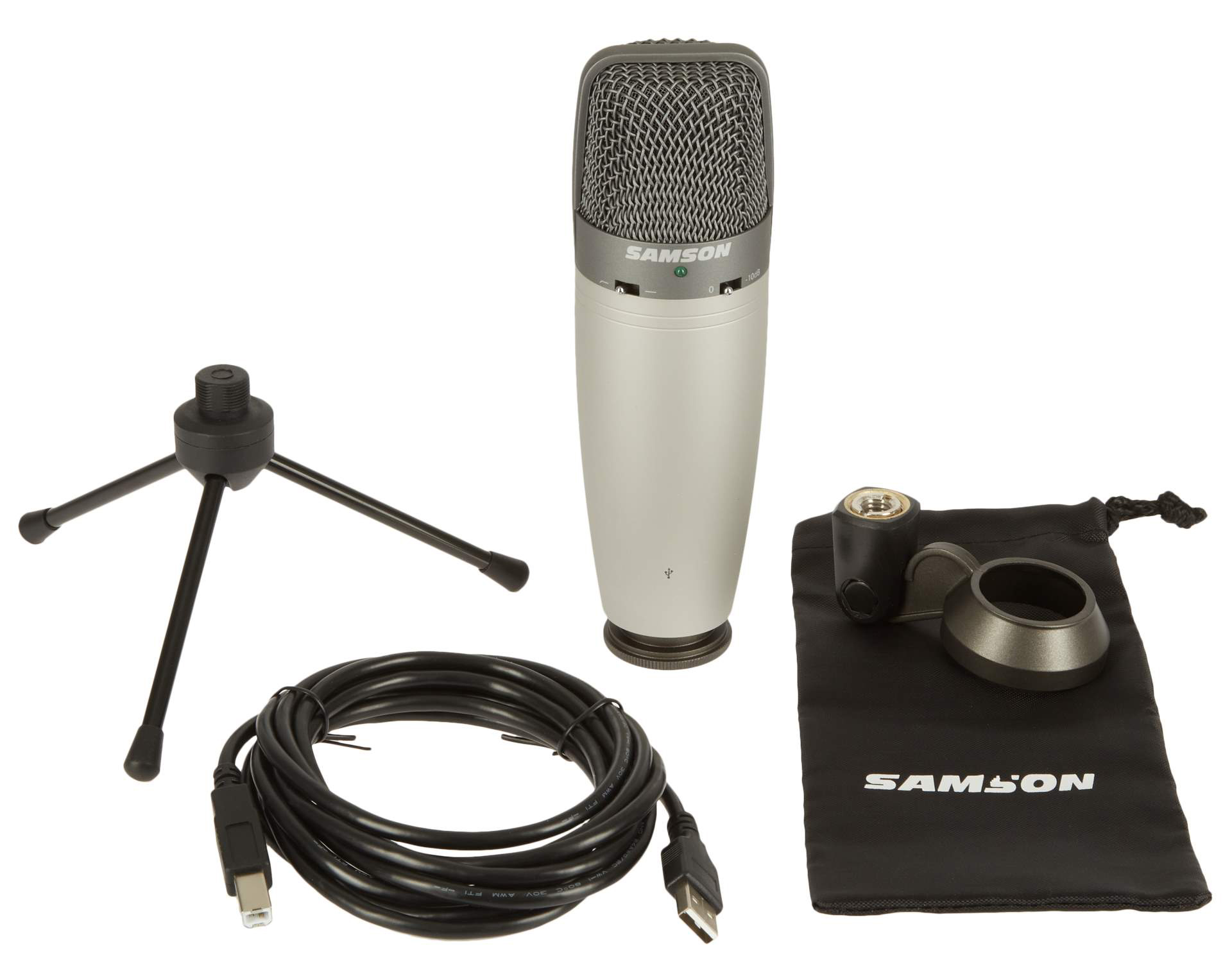 Samson C03U *ของแท้รับประกัน 1ปี* ไมโครโฟน USB แบบมัลติแพทเทิร์น รับเสียงได้ 3 รูปแบบ, รองรับงานเสียงทุกรูปแบบ