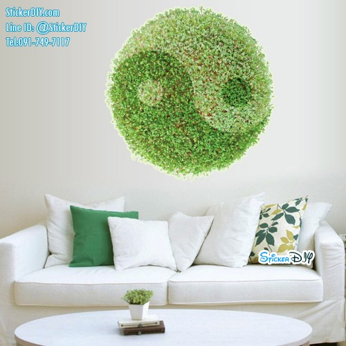 Wall Sticker สติ๊กเกอร์ติดผนังสามมิติ 3D หยินหยาง "ความสมดุลคือหัวใจของความสุข" SK6006 (กว้าง58cm.xสูง58cm)