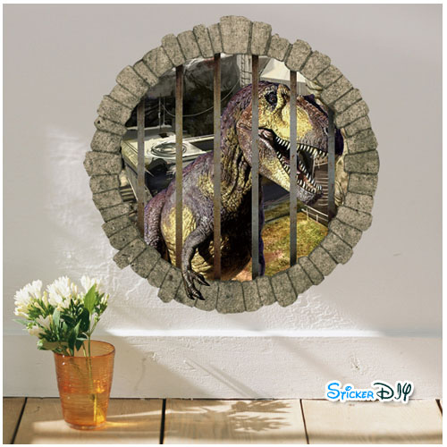 Transparent wall sticker สติ๊กเกอร์ติดผนัง 3D Jurassic Park สไตล์ E (กว้าง50cm.xสูง50cm.)