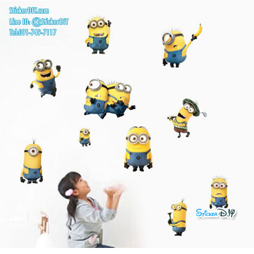Wall sticker สติ๊กเกอร์ติดผนัง Minion TC1118 (กว้าง35cm.xสูง42cm.)