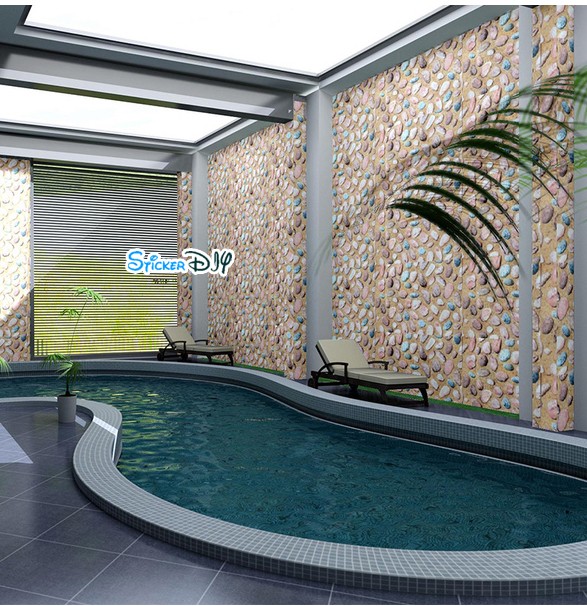 Wallpaper sticker วอลเปเปอร์แบบกาวในตัว หินน้ำตาล (หน้ากว้าง45cm.xยาว10m.)