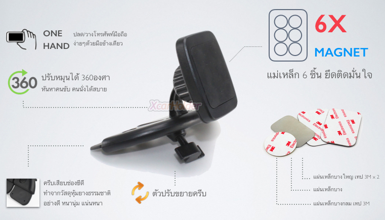 6xMagnetic CDslot | 6xแม่เหล็ก ที่วางมือถือแท็บเล็ตในรถเสียบช่องซีดี