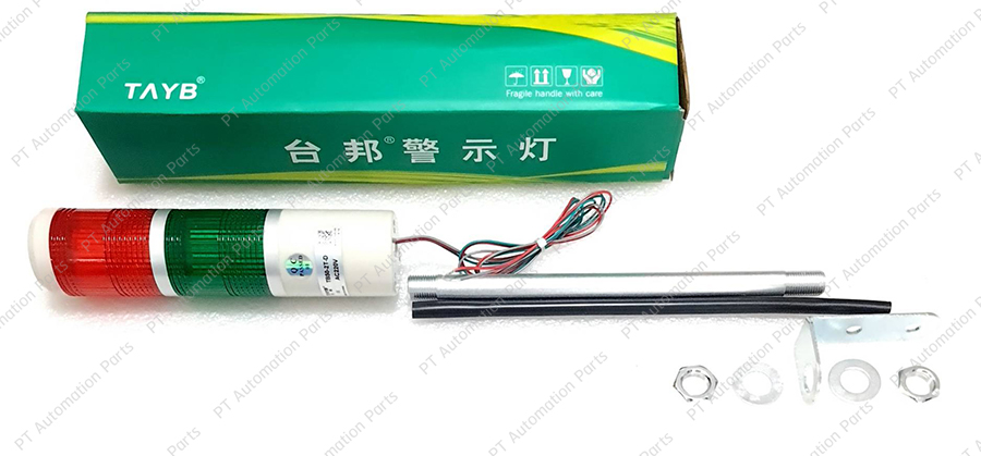 สัญญาณไฟเตือน 2สี TAYB TB50-2T-D Warning Signal Tower Light LED Two Color Red/Green 24VDC/220VAC ø50mm ขายึดแบบฉาก L ทาวเวอร์ไลท์ หลอด LED ชนิดไฟติดค้าง ขนาด 50มม.