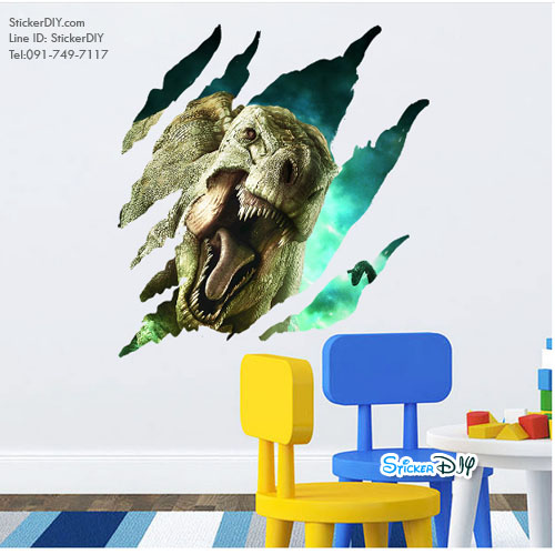 Wall sticker สติ๊กเกอร์ติดผนัง 3D Jurassic Park สไตล์ I (กว้าง50cm.xสูง52cm.)