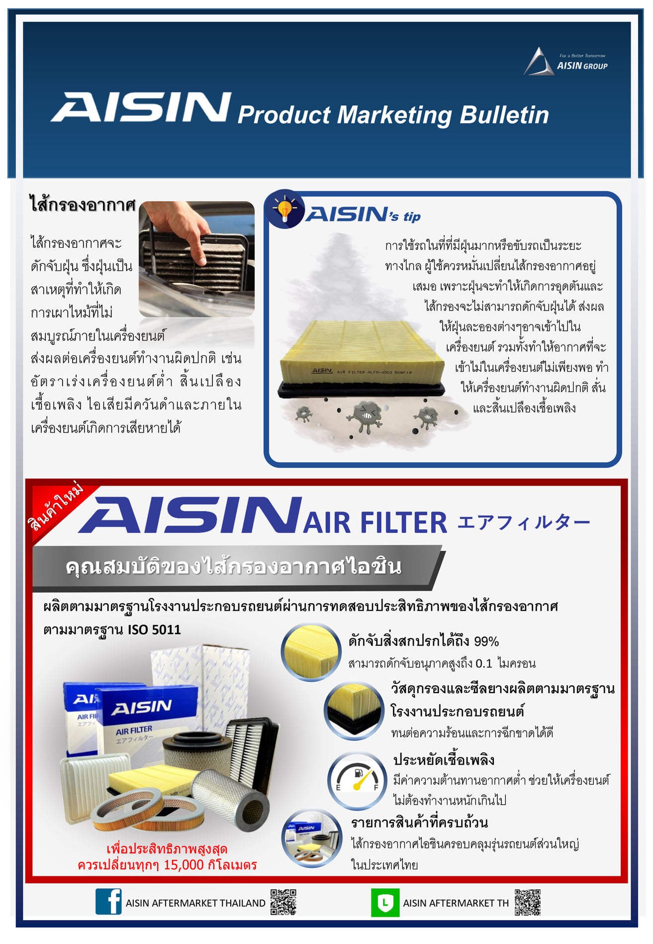 AISIN ไส้กรองอากาศ ALTIS03 เครื่อง1.6-2.0,WISH ANE111 เครื่อง2.0 / ARFT-4006 (1780122020)