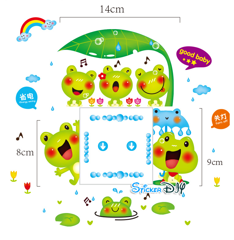 Transparent wall sticker สติ๊กเกอร์ติดผนัง Frog Baby good (กว้าง24cm.xสูง25cm.)
