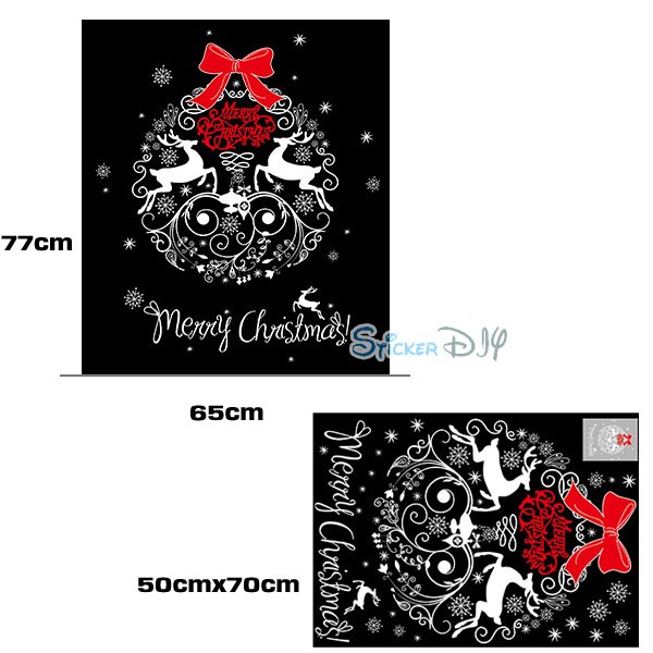 Transparent wall sticker สติ๊กเกอร์ติดผนัง Merry Christmas XH7241 (กว้าง65cm.xสูง77cm.)