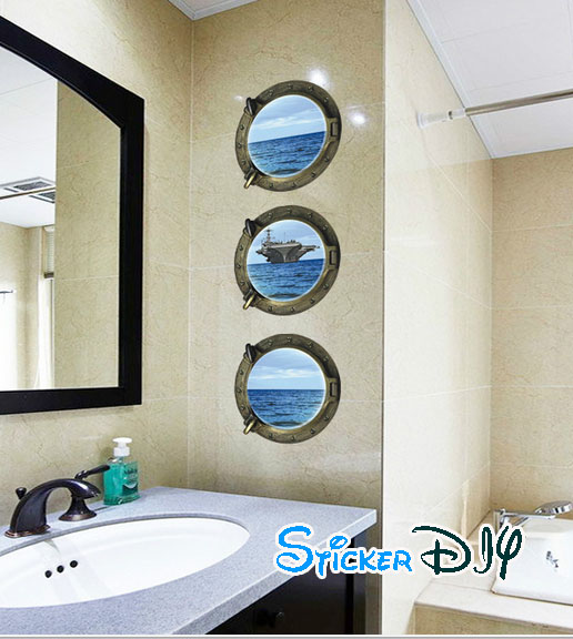 Wall sticker สติ๊กเกอร์ติดผนัง 3D OCEAN สไตล์ A (Freesize)