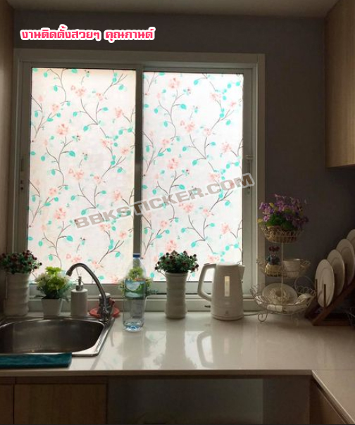 ฟิล์ม PVC สูญญากาศติดกระจก กันร้อน/กันรังสียูวี "Vintage Flowers"G104 (หน้ากว้าง90cm.) เหลือเมตรละ 159 บาท