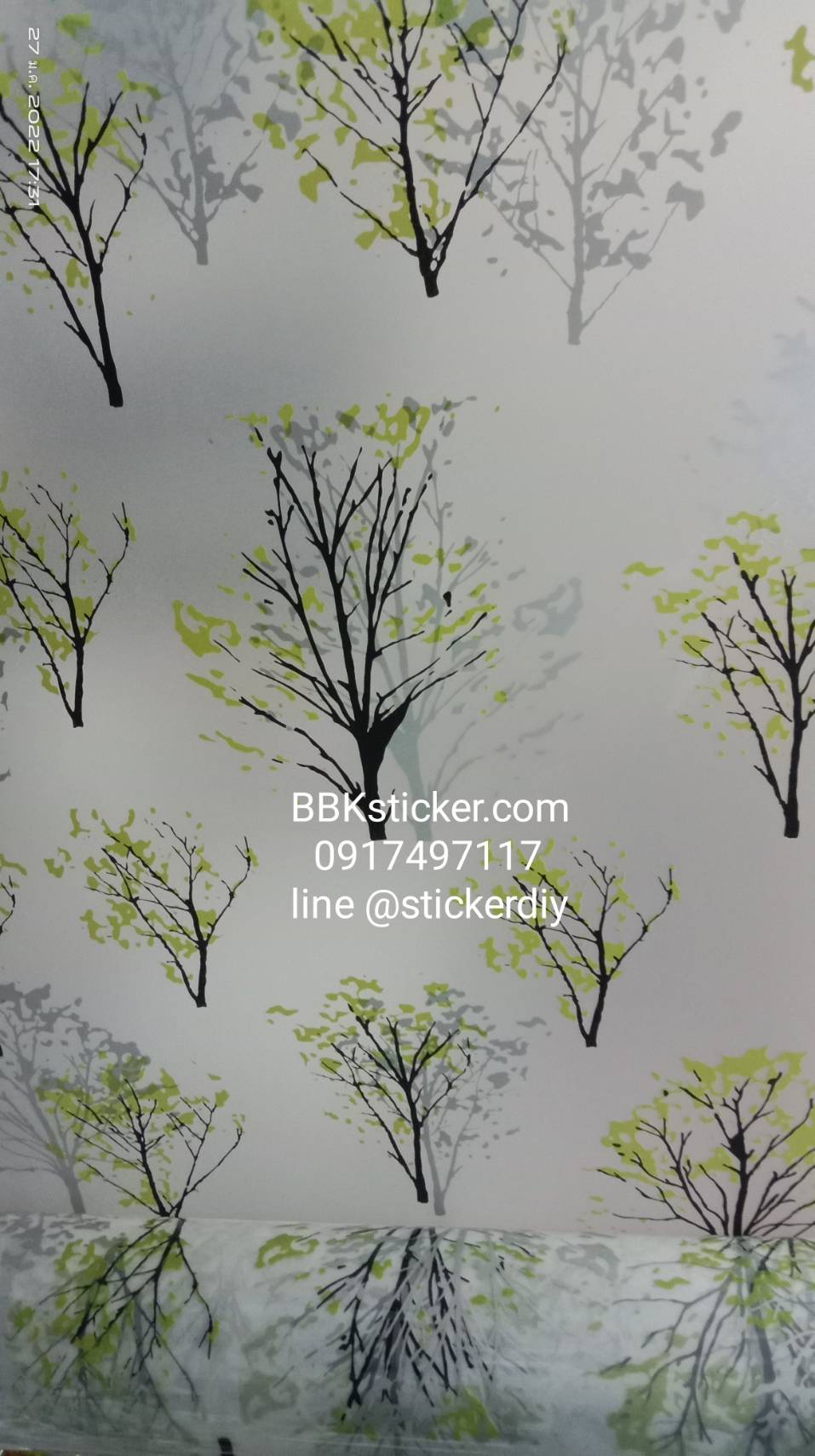 สติ๊กเกอร์ฝ้าติดกระจก แบบมีกาวในตัว ต้นไม้GS021 (หน้ากว้าง90cm) เมตรละ89บาท