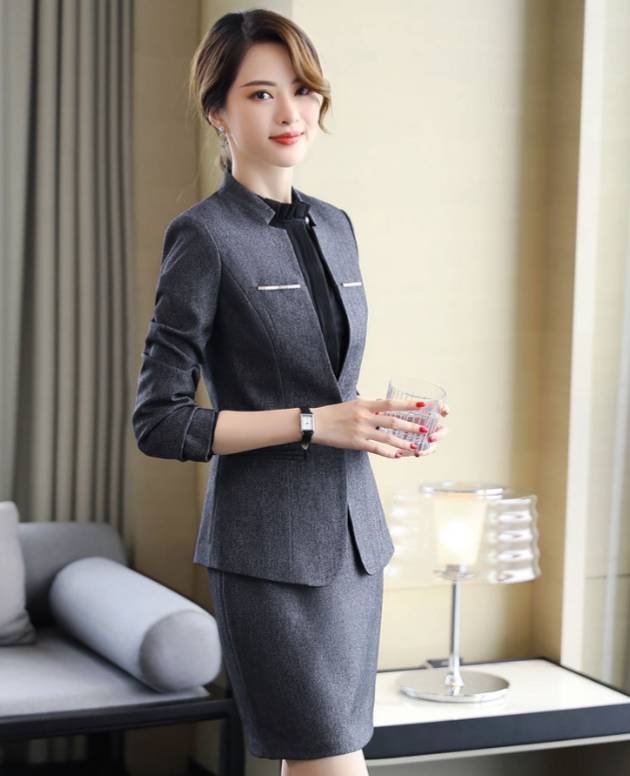 ชุดสูทกระโปรงสีแดง ชุดสูทกางเกงสีแดง สีเทา สีดำ ชุดพนักงานออฟฟิศ ชุดพนักงานต้อนรับโรงแรม