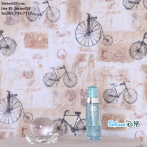 (กว้าง45cm.xยาว10m.)Wallpaper sticker วอลเปเปอร์แบบกาวในตัว Recto Bicycle