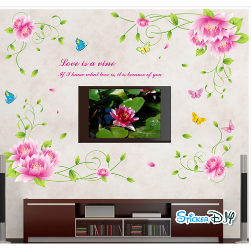 Transparent wall sticker สติ๊กเกอร์ติดผนัง Love is a vine (กว้าง190cm.xสูง90cm.)