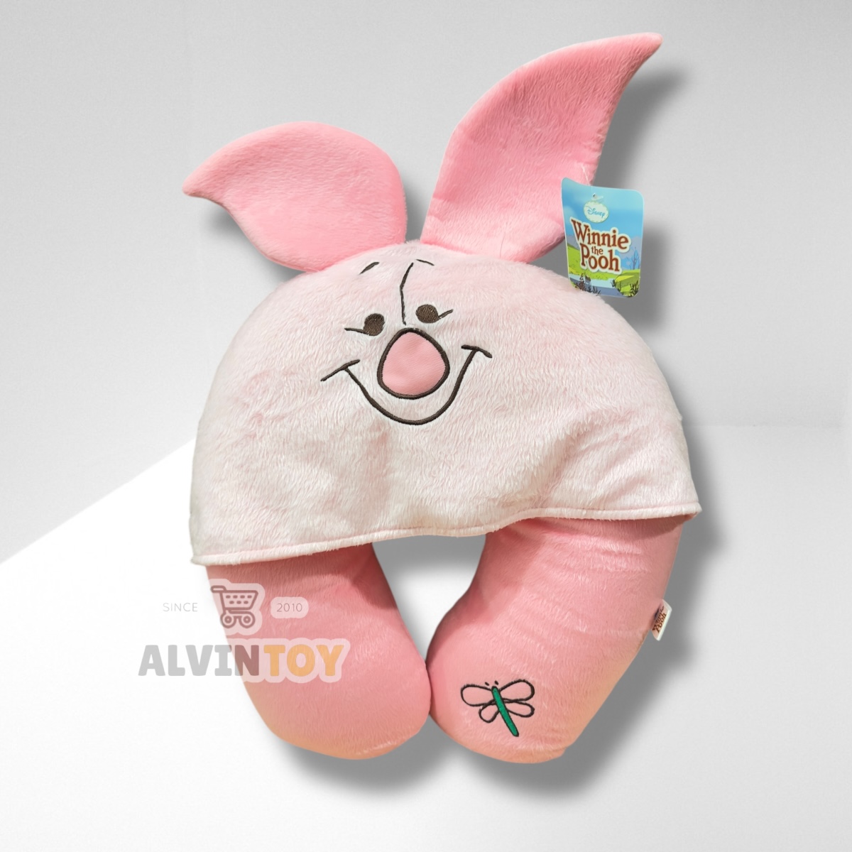 หมอนรองคอรูปตัวยูลายพิกเล็ตมีฮู้ด