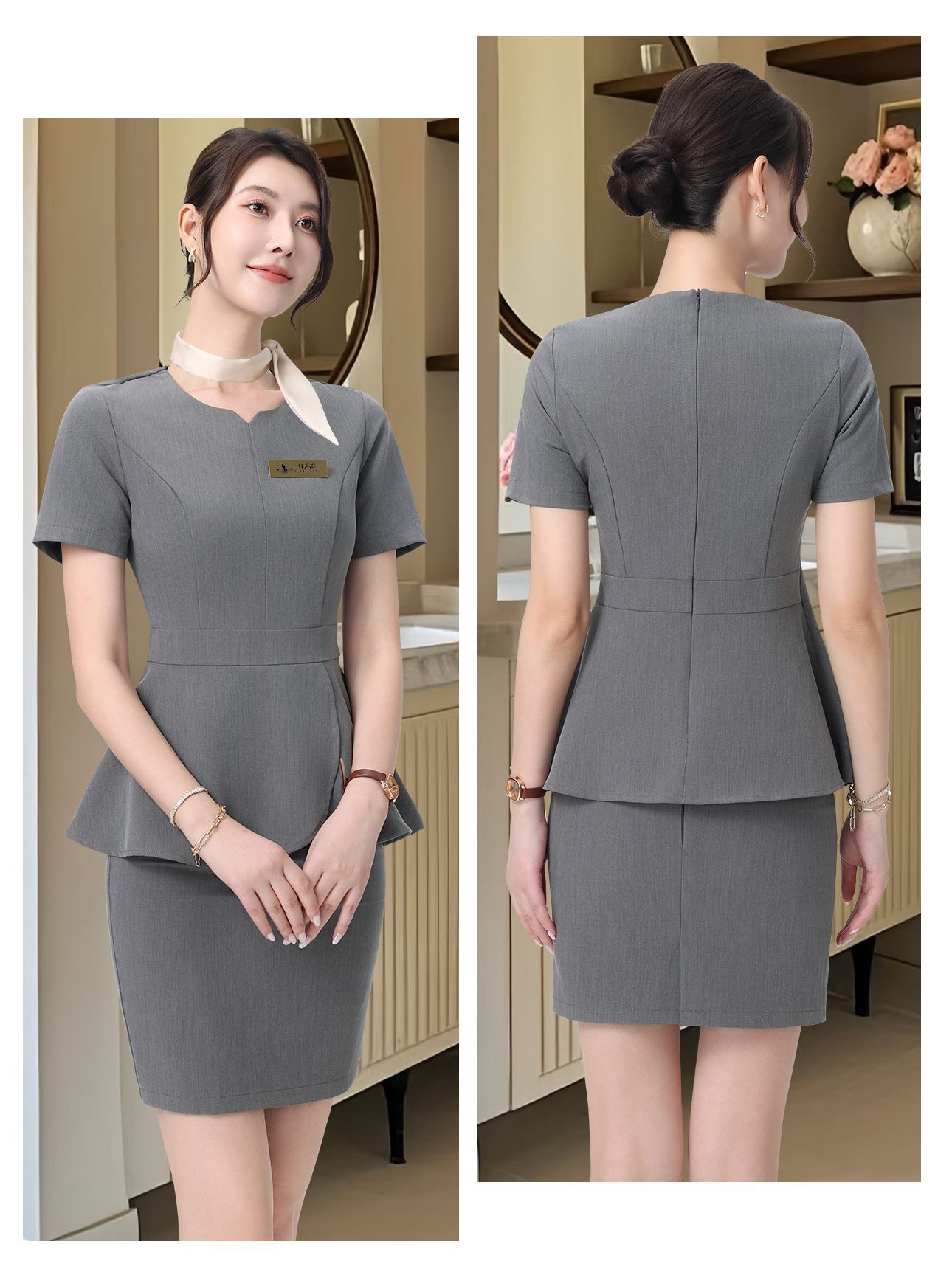 ชุดคลินิกความงาม ชุดพนักงานต้อนรับ ชุดร้านนวดสปา ชุดฟอร์ม ระดับไฮเอนด์