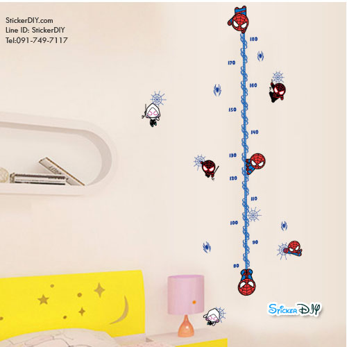 Wall Sticker สติ๊กเกอร์ติดผนัง วัดส่วนสูง SPIDERMAN สไตล์A (กว้าง53cm.xสูง128cm.)