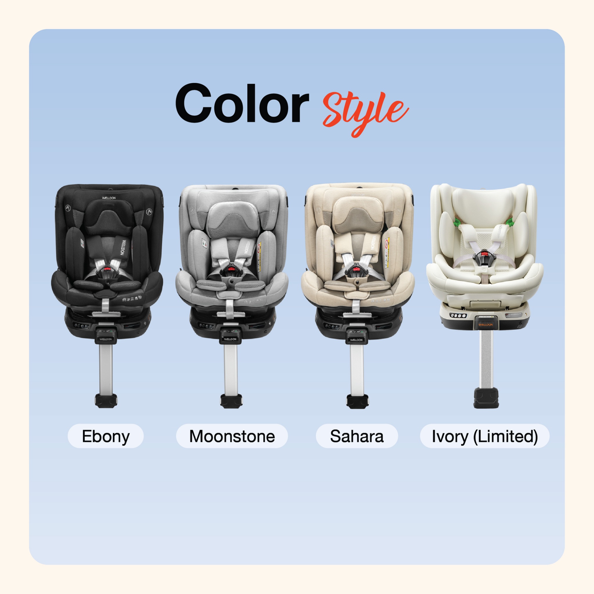 คาร์ซีท Welldon รุ่น Smart Rotate 2 Pro ใช้ได้ตั้งแต่แรกเกิด - 7 ปี หมุนได้ 360° ติดตั้งระบบ ISOFIX มาตราฐาน ISIZE