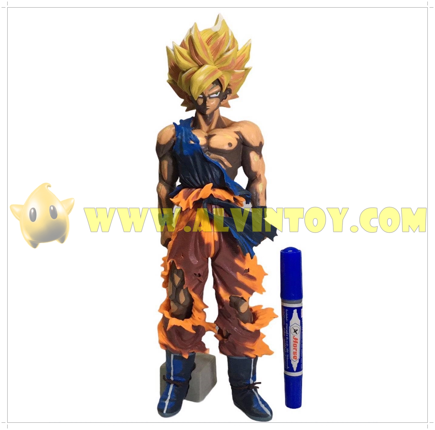 Figure Goku - โกคู ซุปเปอร์ไซย่า สีมังงะ ตัวใหญ่ ขนาดความสูง 34 cm. พร้อมกล่อง
