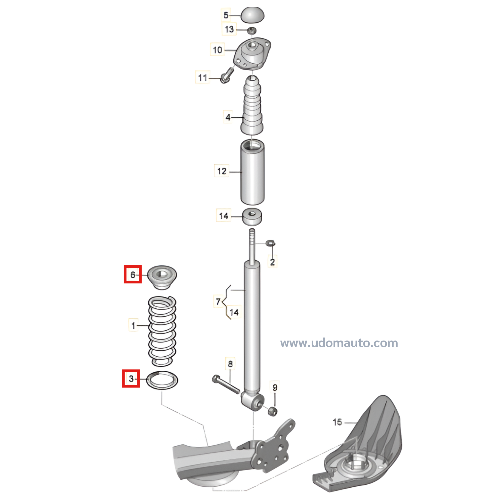 New Beetle ยางรองสปริง สำหรับ นีว บีทเทิ้ล (ชุดหลัง= 4ชิ้น) / 1J0512109 1J0512149B /แท้