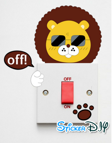 Wall sticker สติ๊กเกอร์ติดสวิตช์ไฟ Lion off!