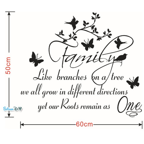 Vinyl wall sticker สติ๊กเกอร์ไวนิลติดผนัง ข้อความดีดี Family AF207 (กว้าง60cm.xสูง50cm.)