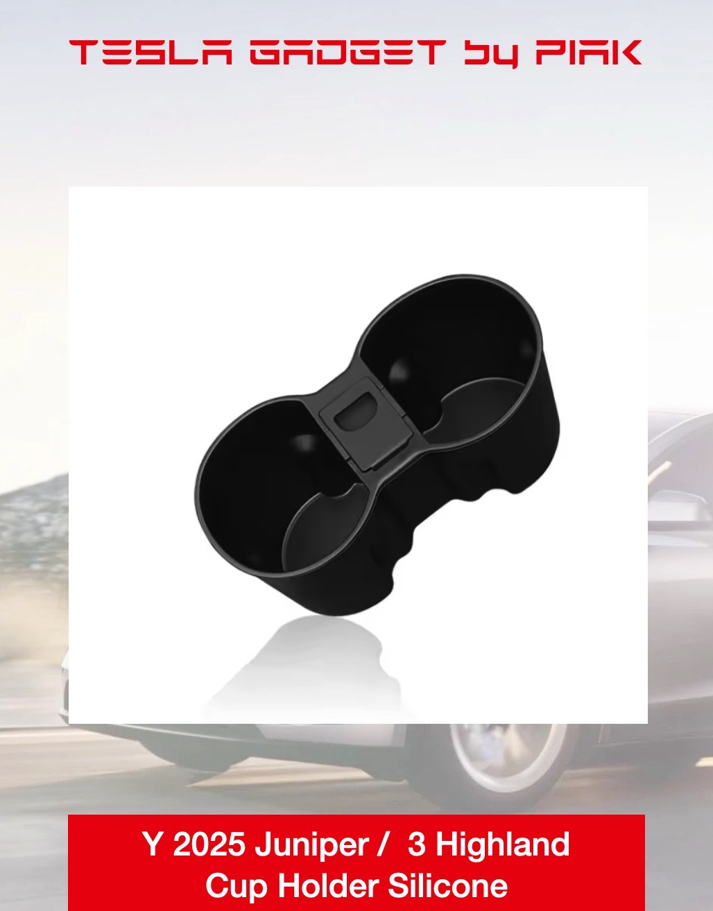 ซิลิโคนรองที่วางแก้วน้ำ มีข่องเก็บของตรงกลาง Tesla Model Y Juniper / Model 3 Highland