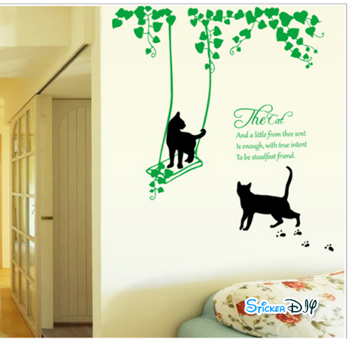 Transparent wall sticker สติ๊กเกอร์ติดผนัง The Cats (กว้าง82cm.xสูง95cm)